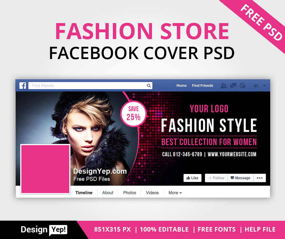 Free Fashion Store Facebook Timeline Cover PSD 7755 DesignYep